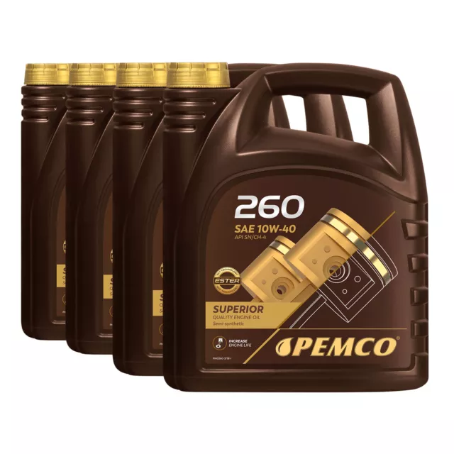 20 (4x5) litres PEMCO SAE 10W-40 iDrive 260 huile moteur classique