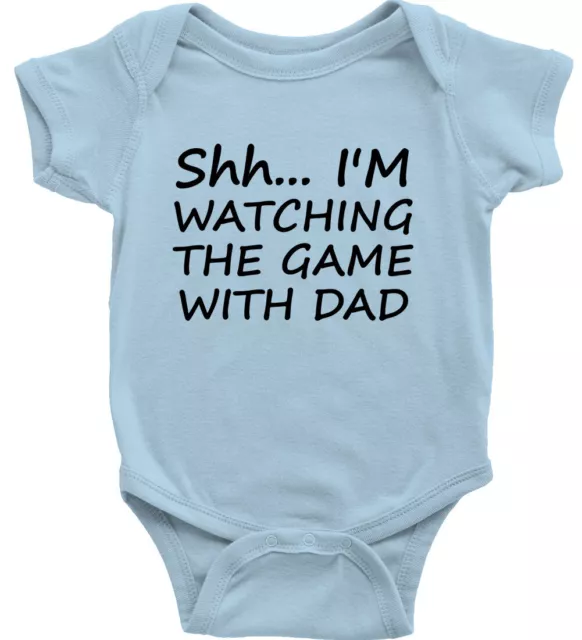 Baby Bodysuit One-Piece Clothes Shh... I'm Watching The Game With Dad Funny Cute