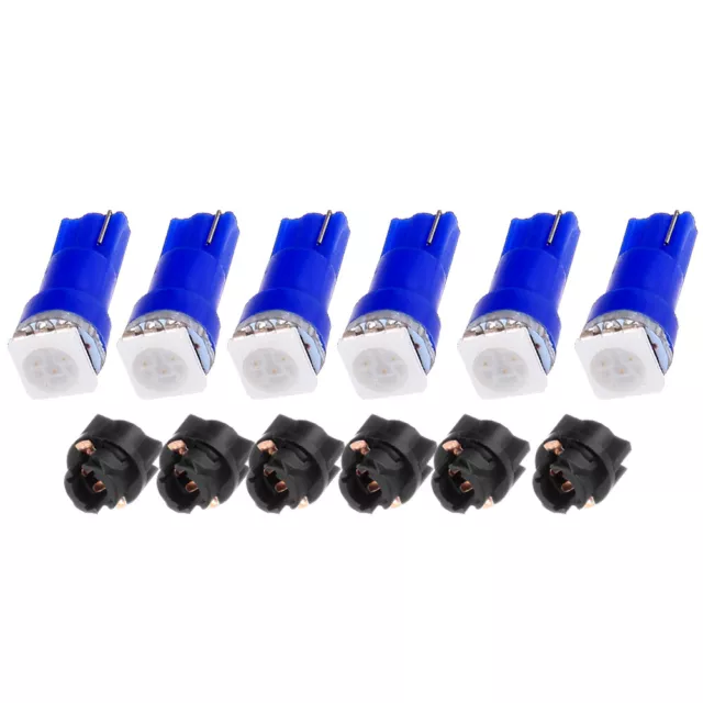 6Pcs LED Bulbs & Sockets Instrument Dashboard Cluster Light T5 57 37 73 74 Blue