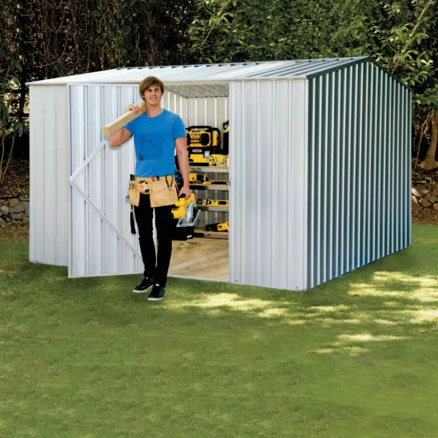 Absco Sheds 3.00mW x 3.00mD x 2.06mH Zincalume Economy Garden Shed - Double Door 2