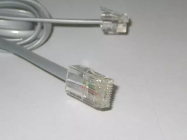 2M BROADBAND MODEM RJ45 TO RJ11 Rj12 6 pins core Adaptor LEAD CABLE SILVER GREY