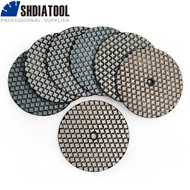 7 pz/set 100 mm Super Diamanti Pad Lucidatura Bagnati o Asciutti Dischi Levigatura per Granito