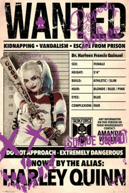 2021 The Suicide Squad Harley Quinn Wanted Poster Margot Robbie DC Comics 🦇