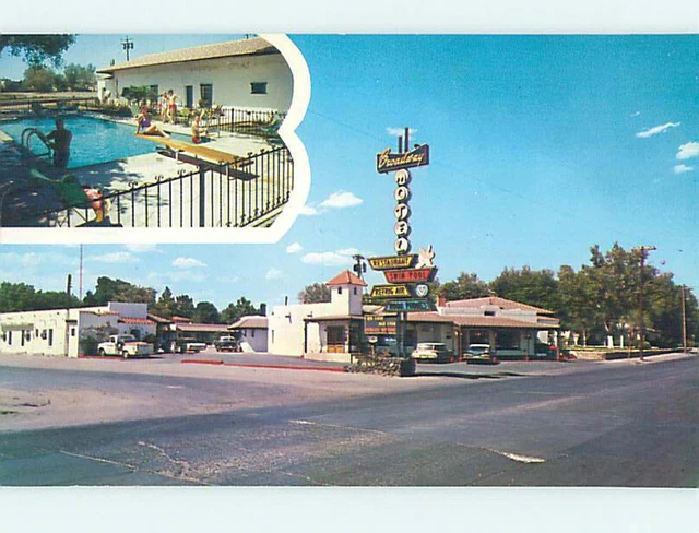 Unused Pre-1980 OLD CARS & BROADWAY MOTEL Las Cruces New Mexico NM M0264