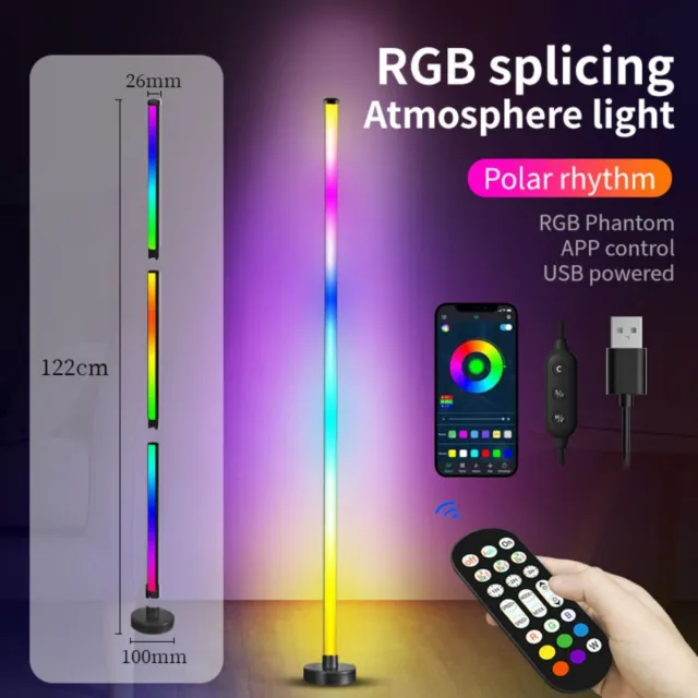 LED Stehleuchte bunt Eckleuchte Stehlampe Dimmbar Lichtsäule LED RGB 120cm