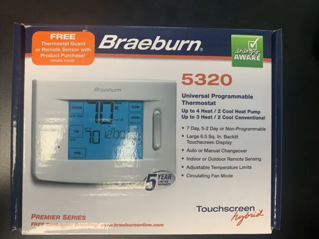 New in box Braeburn 5320 Touchscreen Programmable Thermostat