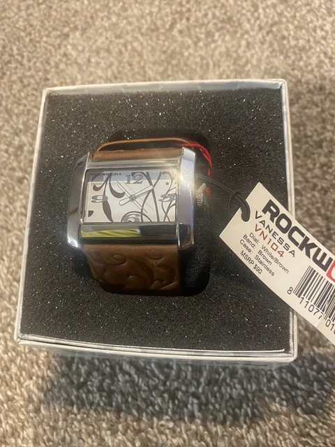 Rockwell WOMENS VN104 VANESSA BROWN Leather and WHT Watch-NEW Dead BATTERY