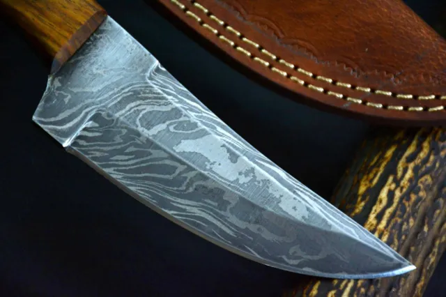 8.8" OAL Custom Hand Forged Damascus Steel Hunting Knife Handmade (Q36-B) 5