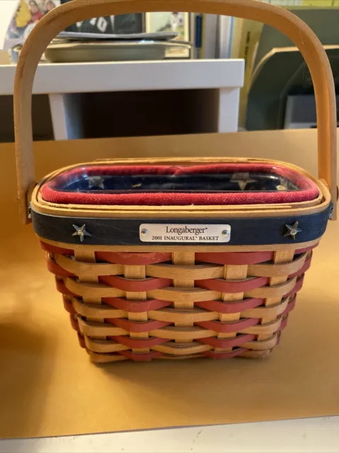 Longaberger 2001 Inaugural Basket, Liner, Protector