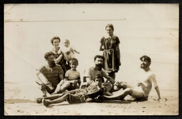 Curious Beach Bearded Family. circa 1910