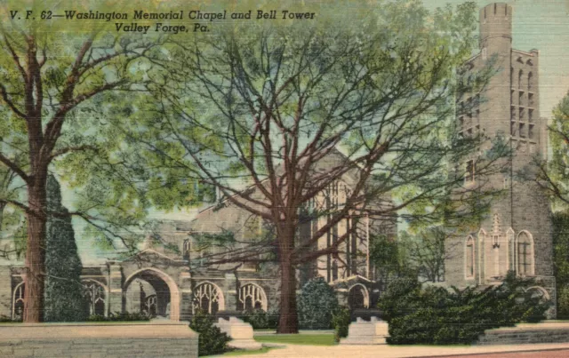 Vintage Postcard 1930's Washington Memorial Chapel & Bell Tower Valley Forge PA