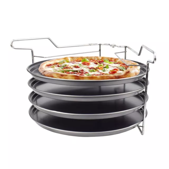 Michelino 5-Teiliges Pizza Backset mit Antihaftbeschichteten Platten, grau