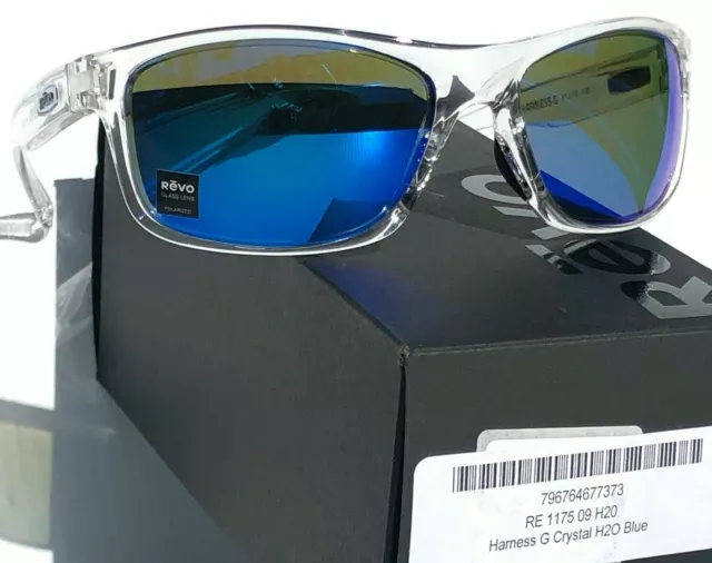 NEW REVO HARNESS G Clear Crystal Polarized GLASS Blue lens Sunglass 1175 09 H2O 3