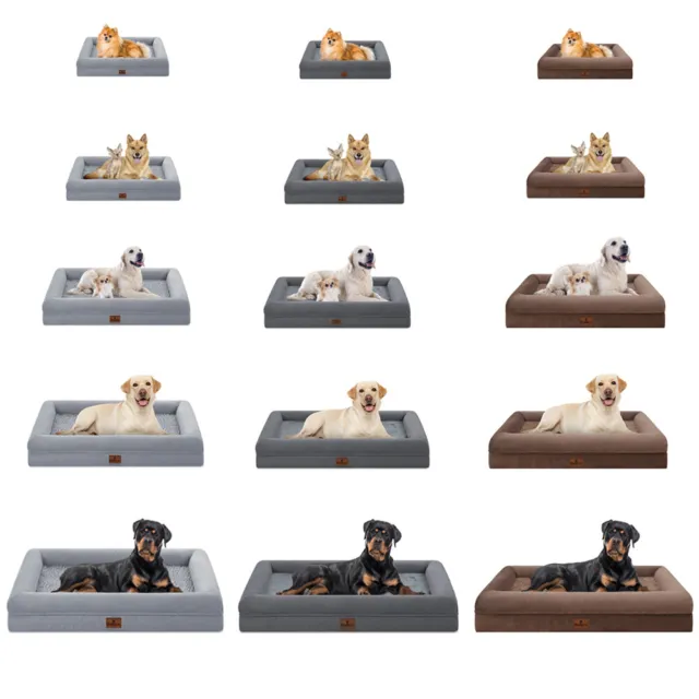 Plush Orthopedic Foam Dog Bed Memory Foam Bolster Pet Sofa with Removable Cover