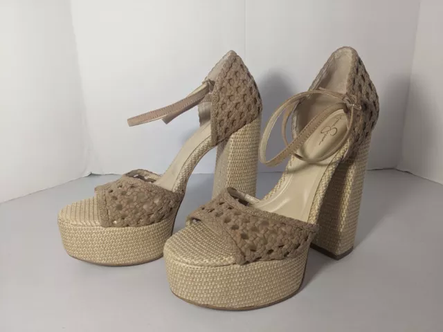 NEW- Size 9M Womens Jessica Simpson Aditi Block Heeled Platform Sandals Beige