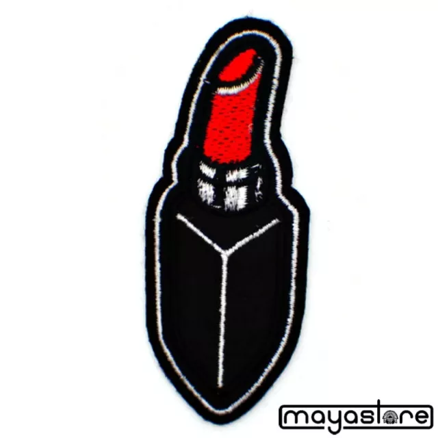 Lippenstift Aufnäher Aufbügler Patch Lipstick Lipps Rockabilly Shabby Kussmund