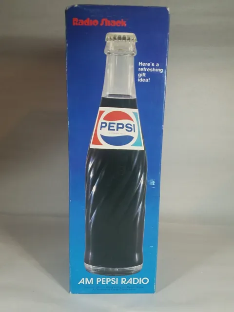 Vintage 1982 Pepsi Bottle Transistor AM Radio By Radio Shack 9.5" Plastic