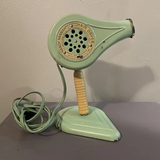 Vintage Handy Hanna Hair Dryer With Stand Green Blow Dryer