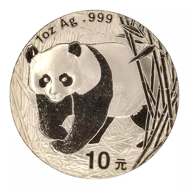 2001 China Panda Coin 10 Yuan 1 oz Ag.999 Panda Silver Coin