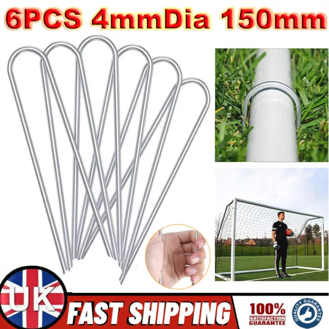 6x U-Shaped Heavy Duty Trampoline Metal Wind Stakes Goal Pegs Tent Ground Anchor