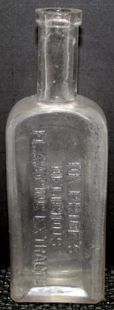 DR. PRICE'S DELICIOUS FLAVORING EXTRACT, Clear Cork Top Food Bottle Vin. 1910's