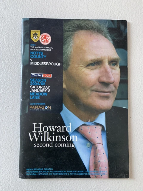 football programme Notts County V Middlesbrough