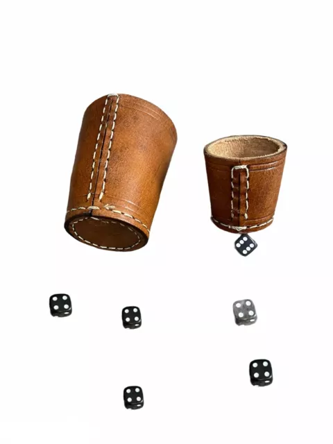 Real Leather Poker Bar Games Casino Shaker Dice Cup With FREE DICE