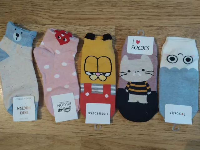 5 pairs Women, Ladies, Girls Cute Animal Socks,Dog,Cat size 3-6 lovely socks