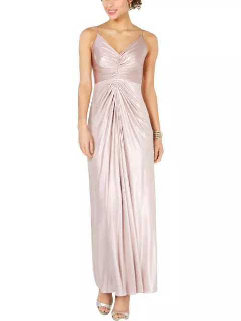 Adrianna Papell Women's Jersey Metallic Evening Dress Pink Size 16