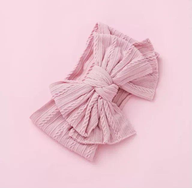 Pink Single Top Knot Baby Headband Girl Newborn Toddler Bow Turban Head Band NEW