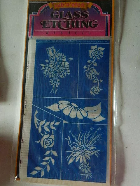 Armour Rub N Etch Stencils FLORAL 1 glass acid etching flowers