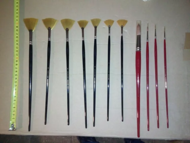 Stock. Lotto 11 pennelli belle arti. A ventaglio. Pelo di bue. Affare