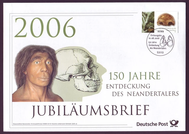 Bund Jubiläumsbrief 2006 Mi.Nr. 2553 ESST 150 Jahre Entdeckung des Neandertalers