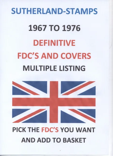 D2 - FDC GB 1967 To 1976 Petit Prix Définitif Premier Jour Housses -