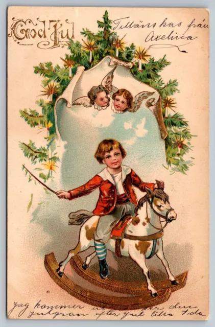 Good Jul Christmas Postcard. 1907 - Embossed - Providence Rhode Island Cancel