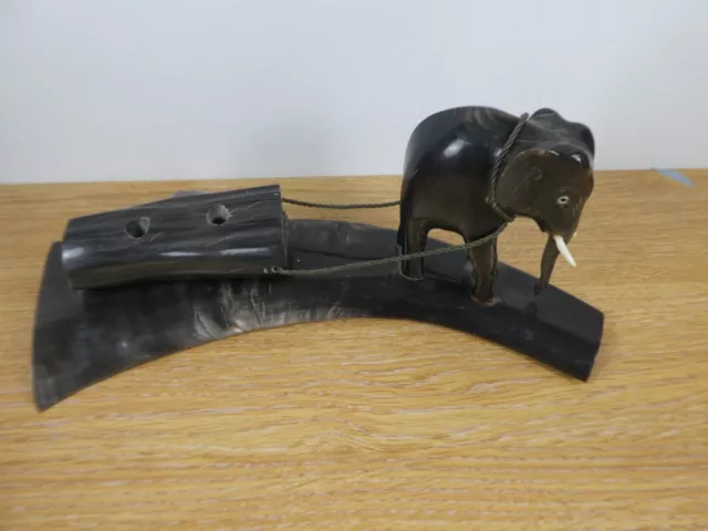 Vintage geschnitztes Horn Elefant Schreibtisch Stift Halter