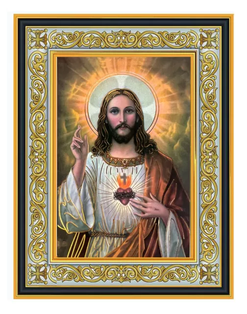 Sacred Heart of Jesus Christ and Immaculate Heart of Mary Framed Icons Set of 2 2