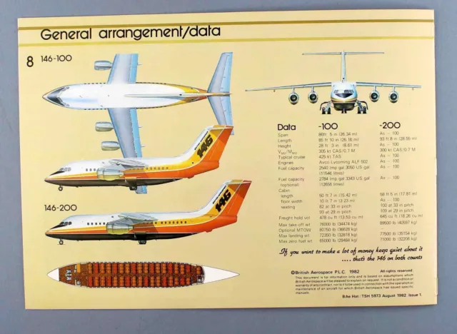 British Aerospace Bae 146 Manufacturers Sales Brochure 1982 Seat Map 5