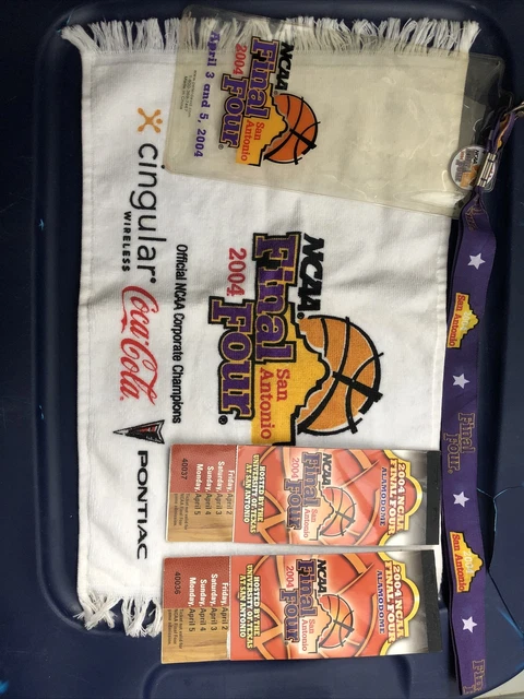 2004 Final Four memorabilia Tickets With Lanyard And Pin Towel Magnet