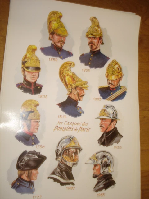 Pompiers Planche Les Casques Bspp 80 X40 120Gr Attention La  Planche Sera Pliee