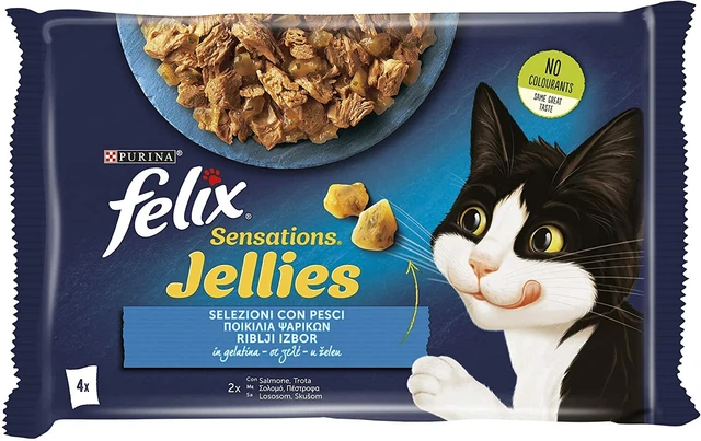 FELIX Le Ghiottonerie Cibo Umido Per Gatti - Bocconcini Con Salmone, Sardine, Trota E Sgombro, 48 Buste Da 85g - Foto 7