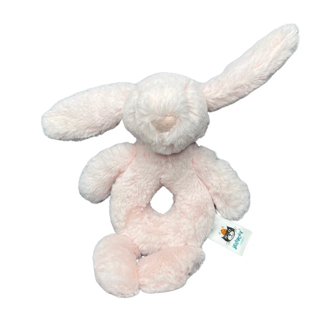 JELLYCAT BASHFUL BUNNY Rabbit Soft Plush Toy Pink Grabber Rattle ...