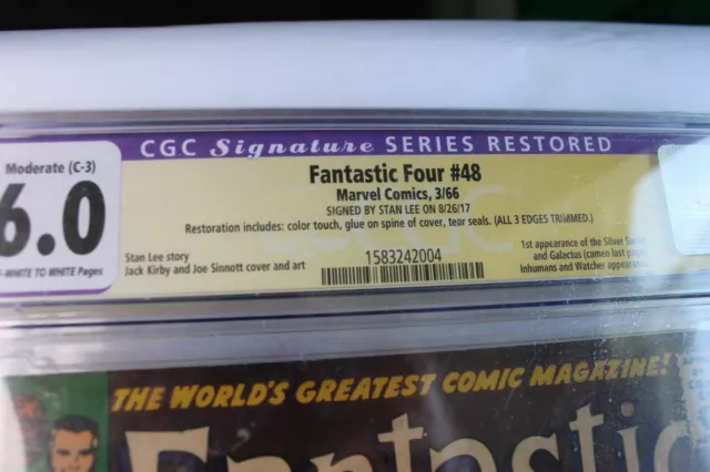 Fantastic Four #48 CGC Restored 6.0 (Marvel) Signed Stan Lee 3