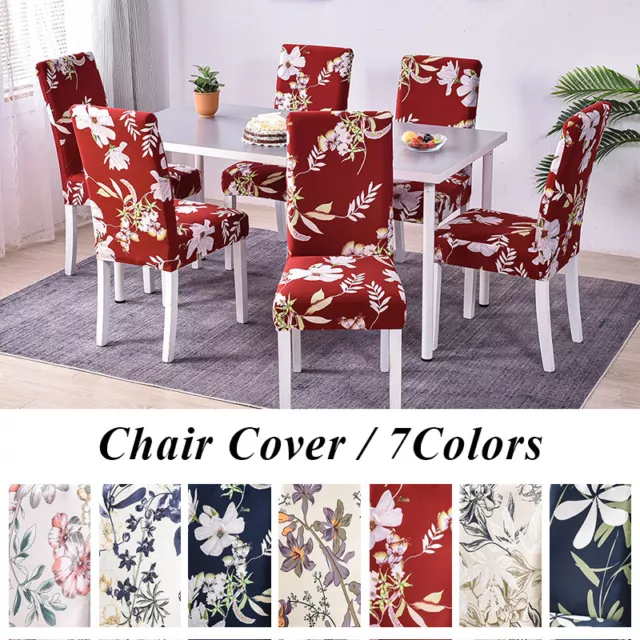 1/4/6pcs Stretch Spandex Dining Room Printed Chair Covers Slipcovers Home Decor/