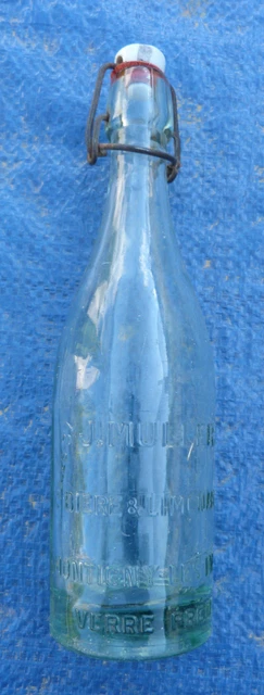 Ancienne Bouteille Bière Brasserie BS Toulouse - Verre Bullé - 50cl - Années 30
