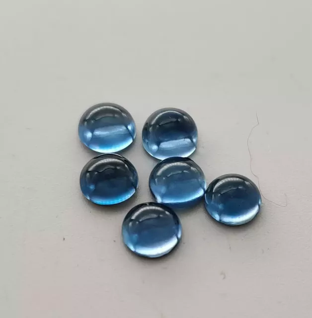 AAA Natural London Blue Topaz Round Cabochon 2X2MM To 10X10MM Loose Gemstone