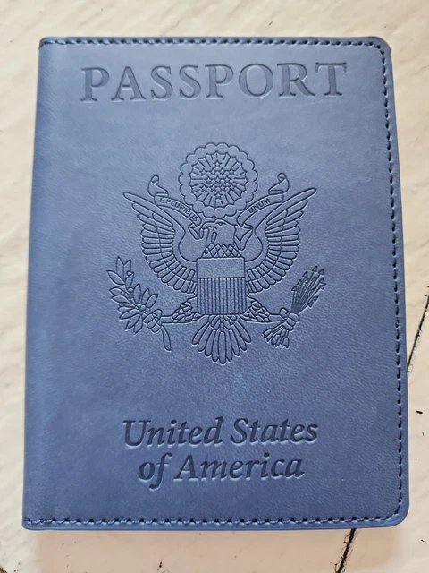 Leather Passport Vaccine Card Passport Holder Travel Wallet Blocking Case Cover