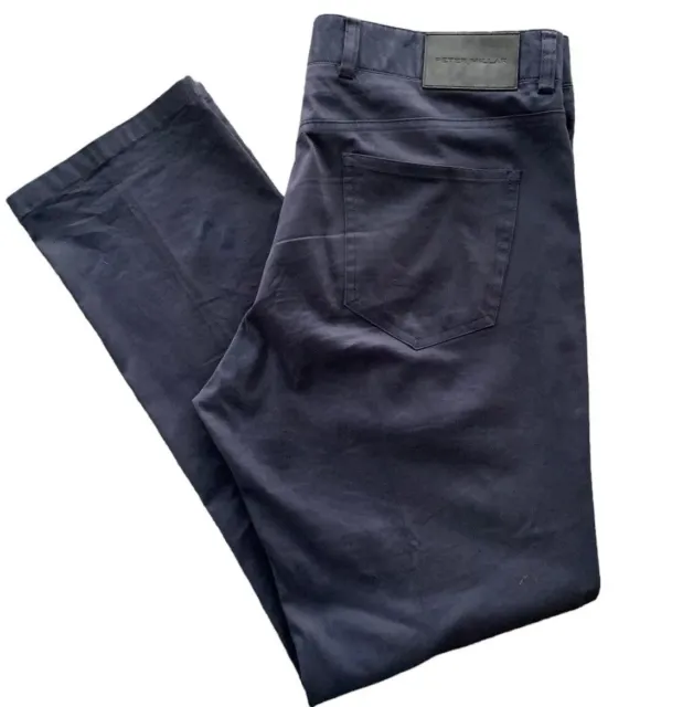 Peter Millar The Perfect Poplin Mens Size 35 Stretch Chino Pants Navy 5 Pocket