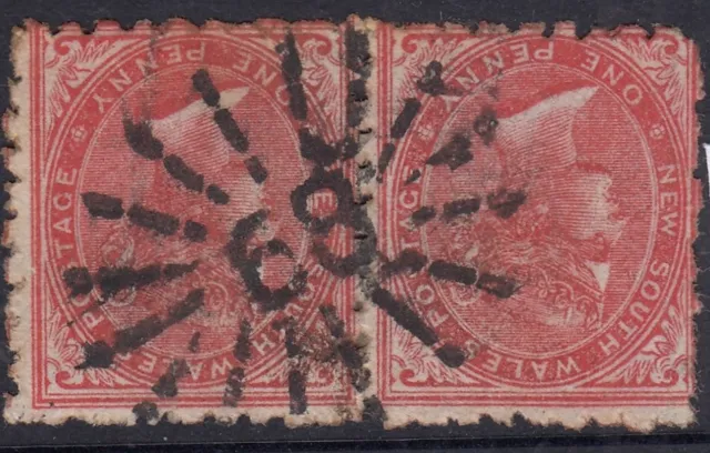 NSW   1d Brownish-red  numeral postmark 68  "SCONE"  used pair