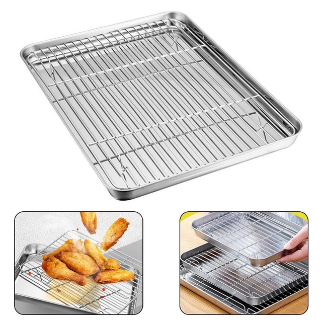 Lot De 4 Plaques De Cuisson En Acier Inoxydable – Tailles Grande à Mini, Bord Relevé, Saines Et Lavables Au Lave-vaisselle